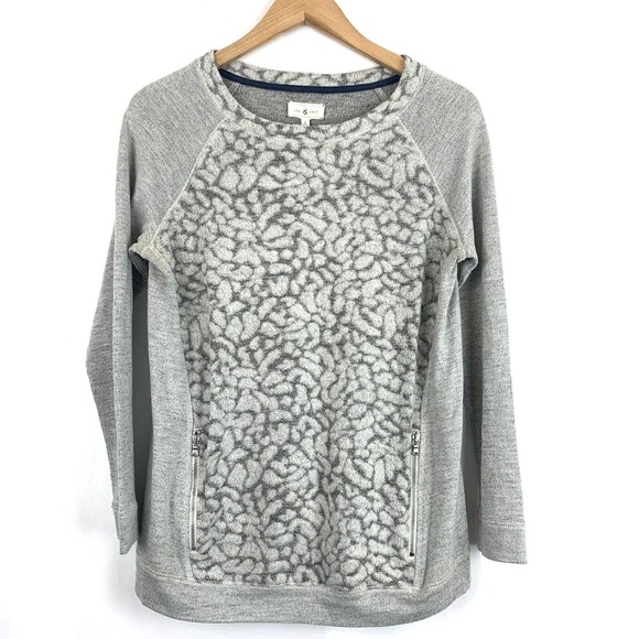 Lou & Grey animal print pocketed crewneck sweatshirt small - Picture 1 of 8